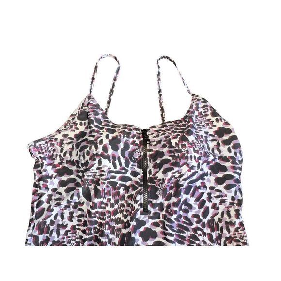 Cover Girl One Piece Swimsuit 20 Curvy Swimwear Tummy Control Zip Up leopard - Picture 3 of 7